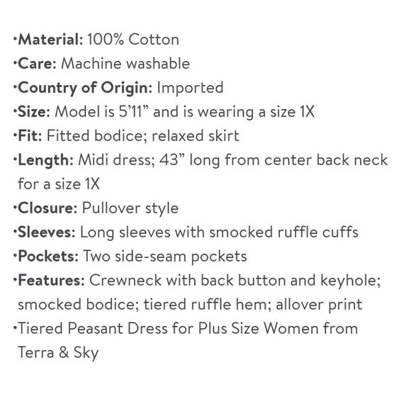 Terra & Sky Dress Purple Pink Floral Tiered Peasant Maxi Womens Plus - Picture 11 of 11